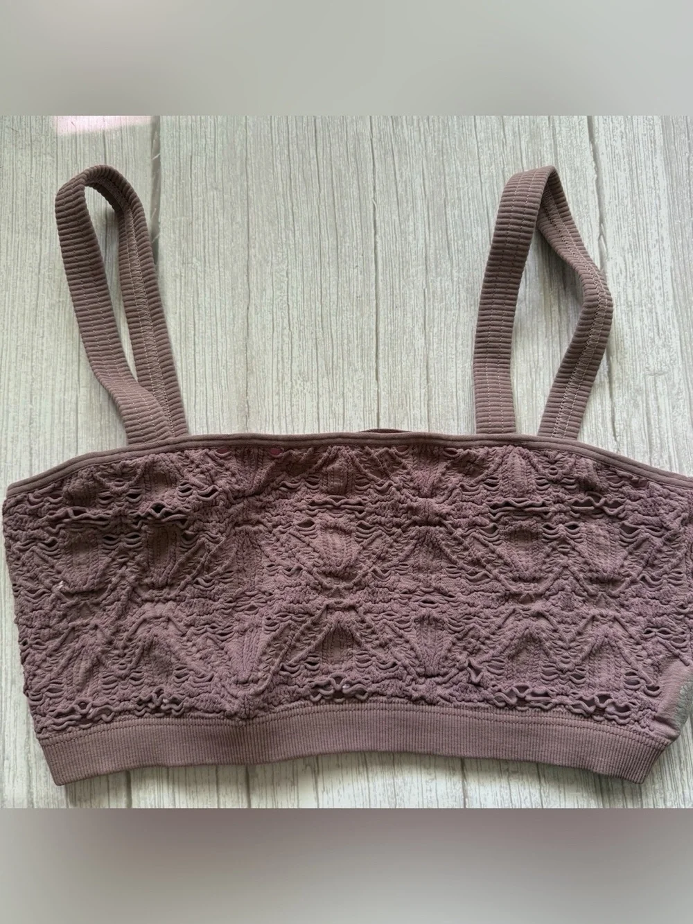 FP Movement by Free People Happiness Runs Floral Bandeau Bra Dusty Rose Size M/L